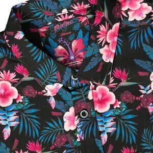Retro Rifle Tropics Flannel Shirt Size Medium Button Down Colorful Hawaii